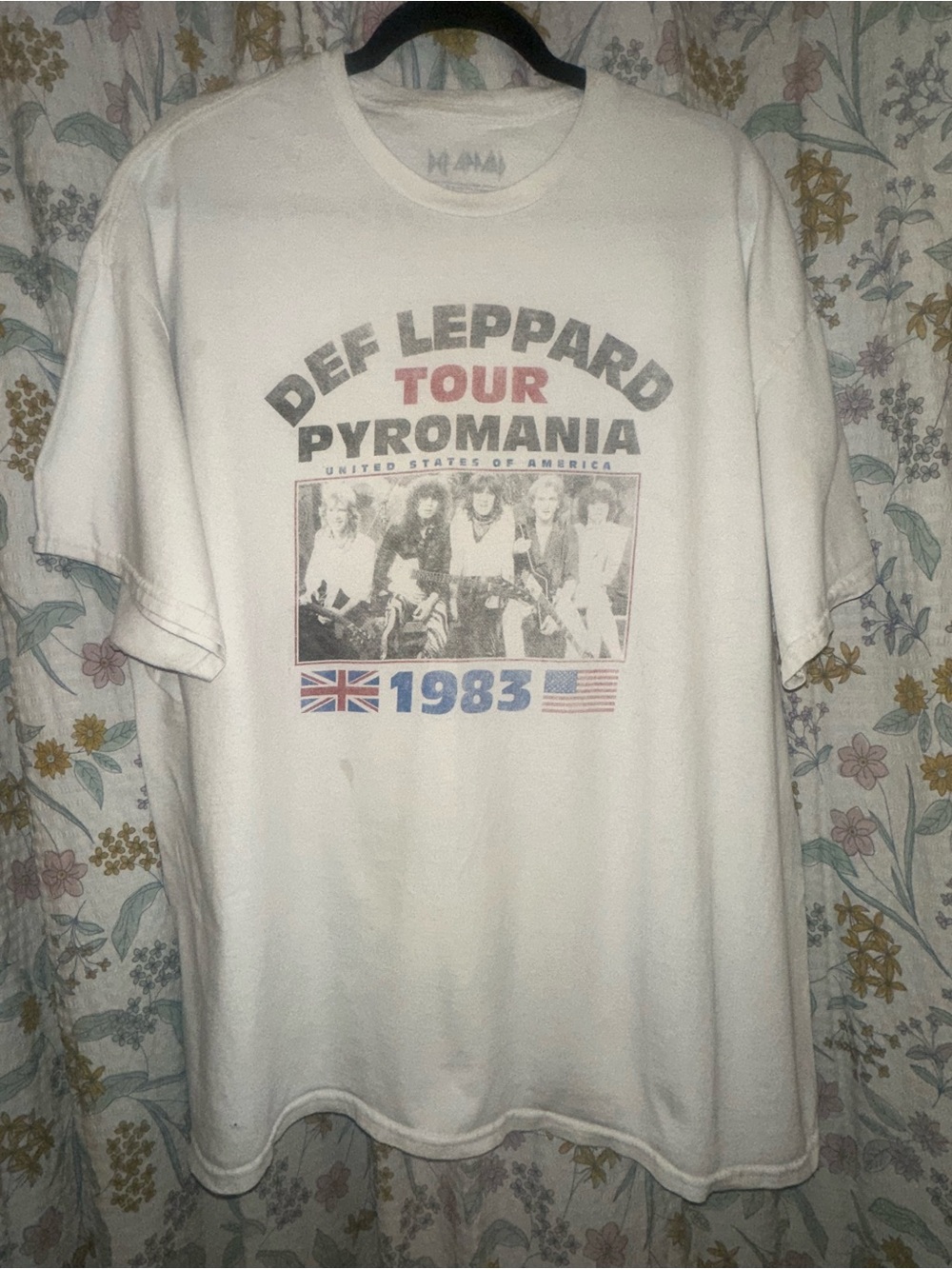 Def Leppard Pyromania Tour 1983 White Band T-Shirt